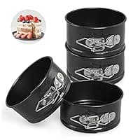 LEADSTAR Cake Tins for Baking, 4 Inch Mini Springform Cake Tin Set Small Cheesecake Tins Moulds Pan Round with Removable Bottom Non-Stick Coating for Pie Cheesecake Pizzas Quiches (Rotundity)