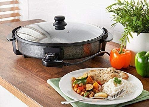 Trendi Large 40 CM Multi Function Electric Cooker 1500 W Versatile - Tempered Glass LID,Thermostatic Control, Non-Stick Surface & Detachable Power Cable For Easy Serving - Multi Cookers