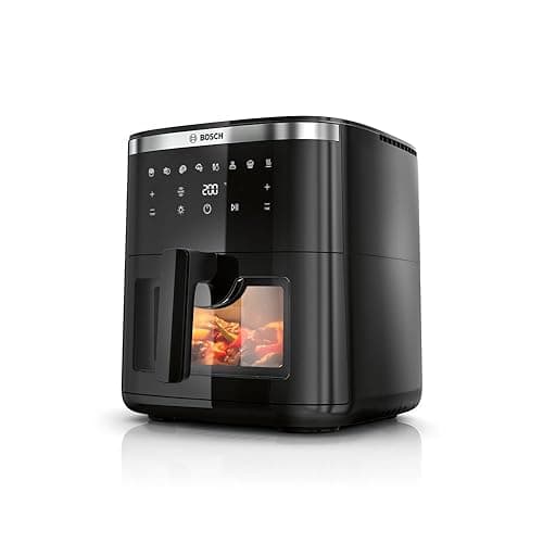 Bosch Series 6 Air Fryer XXL, MAF671B0GB, 7.2 L Capacity, 7 Presets Programmes, Illuminated Viewing Window, Shake Alarm, Intuitive Digital Touchscreen, Up to 65%* Faster Cooking, Black - Air Fryers