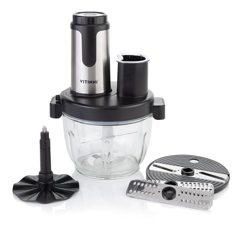 Vitinni Food Processor, 2L Capacity, Glass Bowl, Food Chopper, Mini Chopper, Processor, Salad and Veg Cutter and Dicer - Food Processors