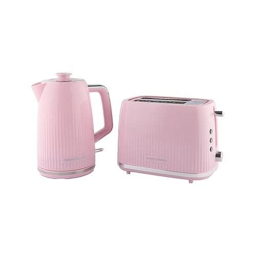 Hamilton Beach Kettle and Toaster Set, Miami, Electric Kettle 1.7L, Wide Slot Toaster 2 Slice, Boil Dry Protection, 7 Variable Browning Levels, Flamingo Pink - HBMIAF