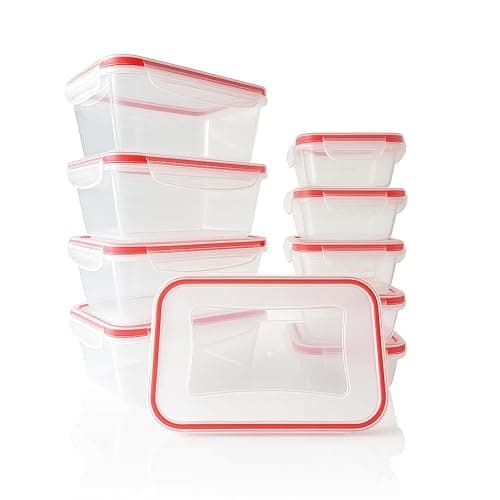 delka Airtight Food Storage Containers Pack of 10 (5 x 400ml & 5 x 1000ml) BPA-Free Plastic with Lids – Stackable & Leak-Proof Meal Prep Boxes, Microwave, Freezer & Dishwasher Safe, Kitchen Organiser - Food Storage