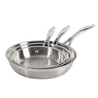 ProCook Professional Stainless Steel Frying Pan Set Uncoated Induction & Oven Safe Pans Dishwasher Safe Cookware - 3 Piece, 20/24/28 cm — Cookware deal