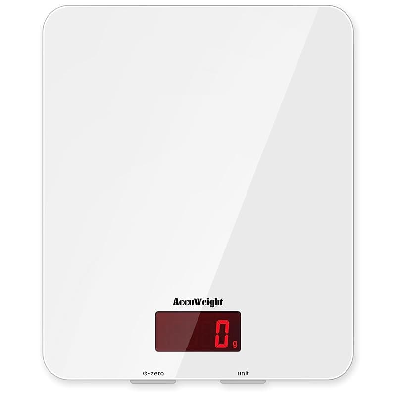 ACCUWEIGHT 201 Digital Kitchen Scales Food Scale with Tempered Glass Platform Electronic Cooking Scales with Backlit LCD Display Multifunctional Scale for Home Office Use, 5kg,11lb - Kitchen Scales