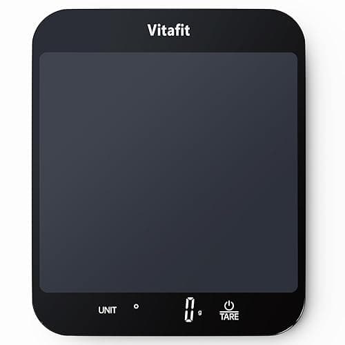 Vitafit 33lb Kitchen Scales, High Accuracy in 0.1oz by Our Professional Factory Since 2001, Digital Food Scales Kitchen for Cooking & Baking, 8.5x7.1in Big Platform, 3*AAA Battery, Black