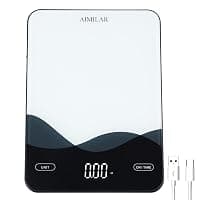 Chargeable Digital Kitchen Food Scale - AIMILAR LED Display 22lb Food Weight Scales for Baking Cooking USB-C Rechargeable Ounces and Grams 1g/0.1oz Tempered Glass — Kitchen Scales deal