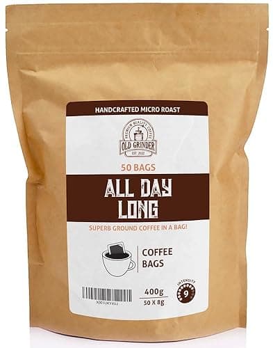 Old Grinder - 50 Coffee Bags | All Day Long | Intense Brew - Coffee Tea Accessories