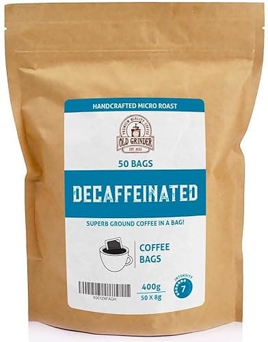 Old Grinder - 50 Coffee Bags | Decaffeinated | Light Roast - Coffee Tea Accessories