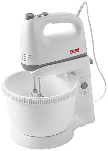 Judge 2-in-1 Hand Electric Mixer with Stand and Bowl, 2 Whisks and 2 Dough Hooks, 5 Speed Hand Food Mixer with Turbo Function, Detachable Bowl, Tilting Stand, 300W