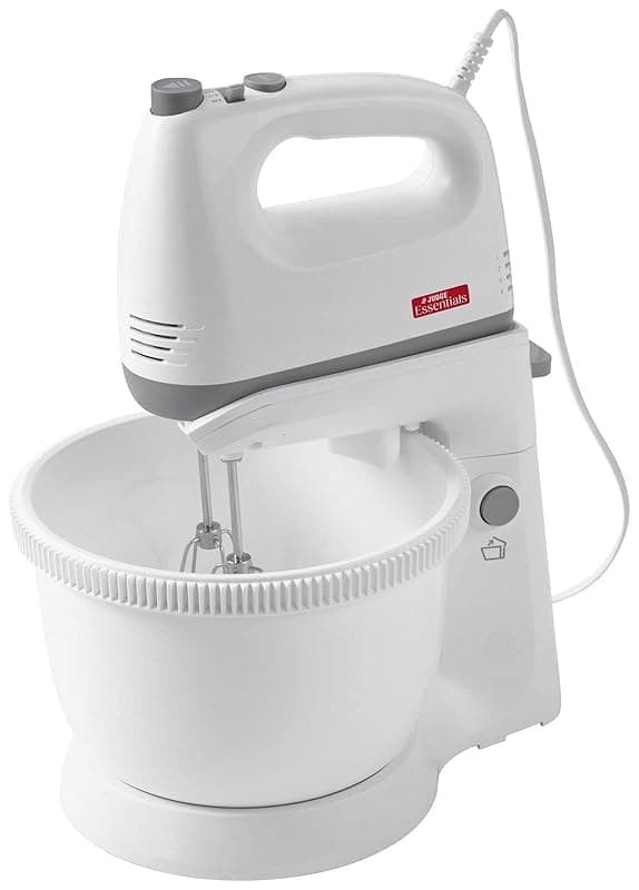 Judge 2-in-1 Hand Electric Mixer with Stand and Bowl, 2 Whisks and 2 Dough Hooks, 5 Speed Hand Food Mixer with Turbo Function, Detachable Bowl, Tilting Stand, 300W - Stand Mixers