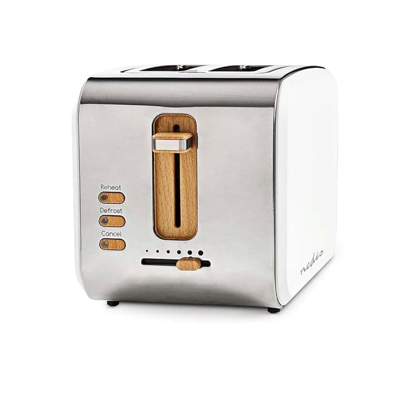 NEDIS Soft Touch Toaster, 2 Slice, 6 Browning Levels, Defrost Cancel Reheat Functions, Cool Touch, White - Toasters