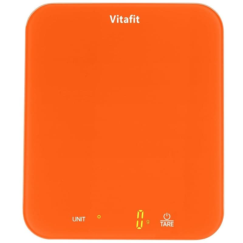 Vitafit 33lb/15kg Food Scales in High Precision 0.1oz/1g, Our Own Kitchen Scales Professional Factory SINCE 2001, digital scales for Cooking & Baking, LED, 3 AAA Battery, Refreshing Orange - Kitchen Scales