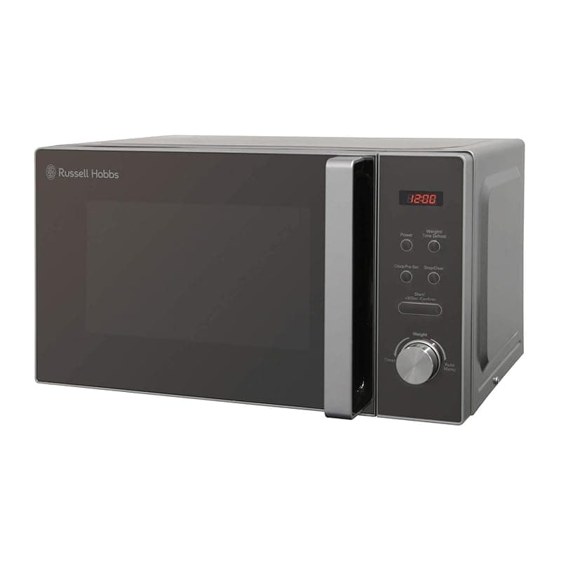 Russell Hobbs RHM2076S-AZ 20 Litre 800 W Silver Digital Solo Microwave with 5 Power Levels, Automatic Defrost, 8 Auto Cook Menus, Clock and Timer, Easy Clean - Microwaves