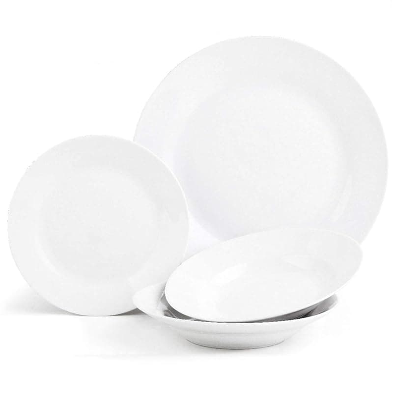 Sabichi 12pc Day to White Dinner Set - Microwave & Dishwasher Safe - 4 X Plates, Side Soup Bowls Plate and Bowl Ideal Plates and Bowls Set - Tableware