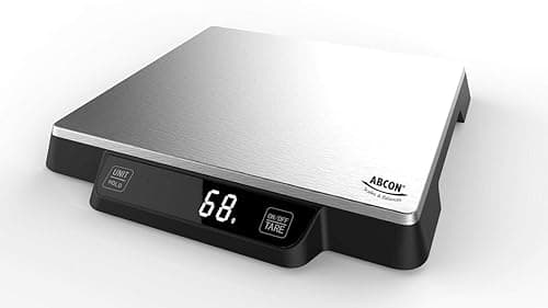 ABCON Scales & Balances ABCON Multipurpose Digital 15kg 34lb Large Kitchen Postal Weighing Scales Slim Cooking Baking Food Ingredients Liquids Weigh & Add in Same Bowl Shipping Letters Postage Parcel Stainless Steel Platform - Kitchen Scales
