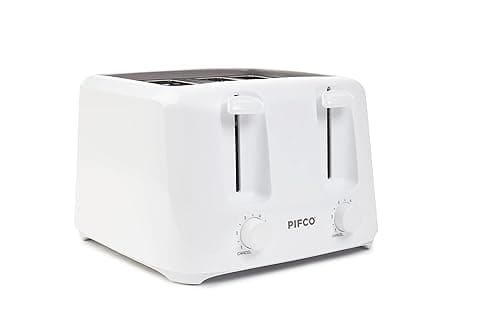 PIFCO Toaster 4 Slice 6 Browning Controls & Anti-Jam Function White - Toasters