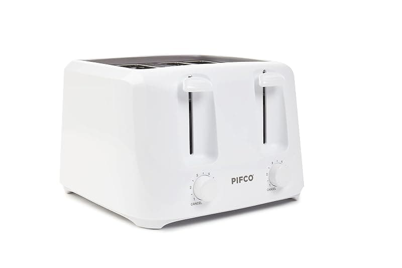 PIFCO Toaster 4 Slice 6 Browning Controls & Anti-Jam Function White - Toasters