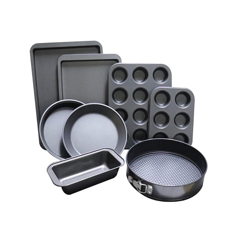 ShellStone 8-Piece Non Stick Bakeware Set Baking Set- with Muffin Tray, Oven Tray, Cake Pan, Loaf Pan & Spring Form Cake Tin - Bakeware