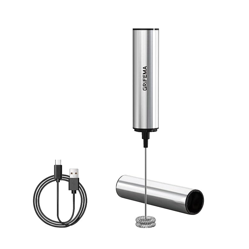 GRIFEMA Rechargeable Milk Frother, Portable Handheld Coffee Frother Whisk, Mini Electric Milk Whisk BPA Free, Ergonomic, Easy to Clean, Coffee Drink Mixer for Protein Shakes, Lattes, Matcha - Coffee Tea Accessories