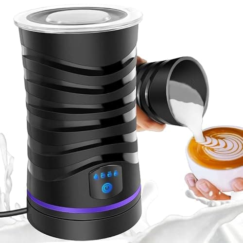Electric Milk Warmer and Frother, 4 in 1 Automatic Frother and Milk Steamer, 600ml Large Capacity Hot and Cold Foam Maker for Coffee Latte Cappuccino, Hot Chocolate, Black