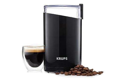 KRUPS F2034238 Coffee Mill and Spice Grinder – 200W, 75g Capacity (Up to 12 Cups), One-Touch Operation, Stainless Steel Blades, Ideal for Coffee Beans, Spices, Nuts & Herbs - Black - Coffee Tea Accessories