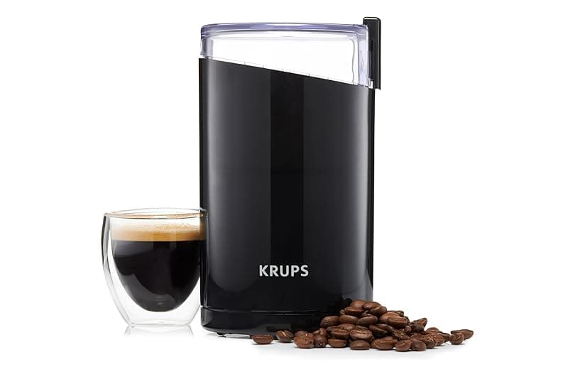 KRUPS F2034238 Coffee Mill and Spice Grinder – 200W, 75g Capacity (Up to 12 Cups), One-Touch Operation, Stainless Steel Blades, Ideal for Coffee Beans, Spices, Nuts & Herbs - Black - Coffee Tea Accessories