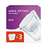 Aqua Optima Liscia Water Filter Jug & 3 Evolve+ Filter Cartridges 2.5L White - Fridge & Dishwasher Friendly, Easy Fill - Reduces Limescale, Chlorine & Other Impurities - By LAICA (Packaging May Vary)