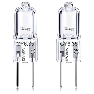 GY6.35 Light Bulbs, 12V 50W Crystal Clear Halogen Bulb 2 Pin, T4 JC Bi-Pin Base G6.35 Capsule Bulb, Dimmable 2700K Warm White 2 Prong Light Bulb for Pendant Light, Microwave Oven, Table Lamp, 2Pack — Microwaves deal