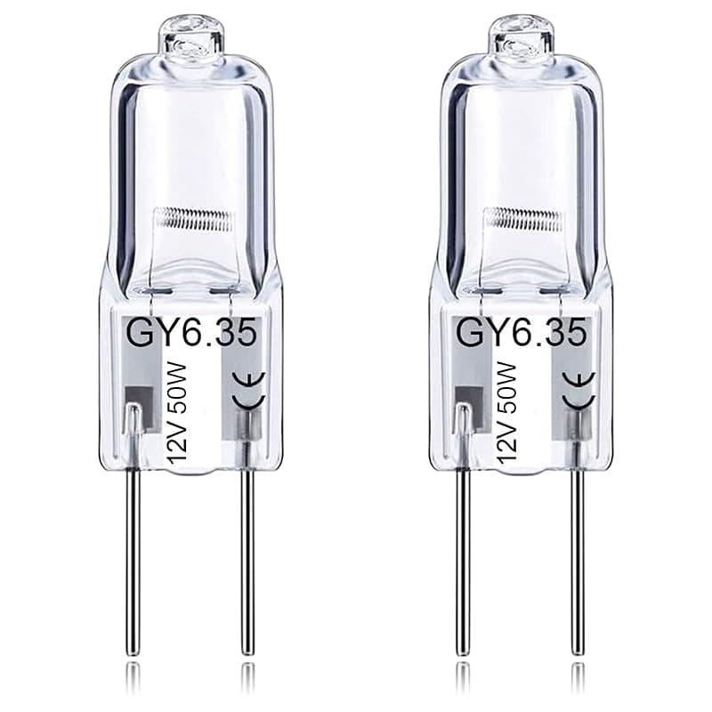 DUMILOO GY6.35 Light Bulbs, 12V 50W Crystal Clear Halogen Bulb 2 Pin, T4 JC Bi-Pin Base G6.35 Capsule Bulb, Dimmable 2700K Warm White 2 Prong Light Bulb for Pendant Light, Microwave Oven, Table Lamp, 2Pack - Microwaves