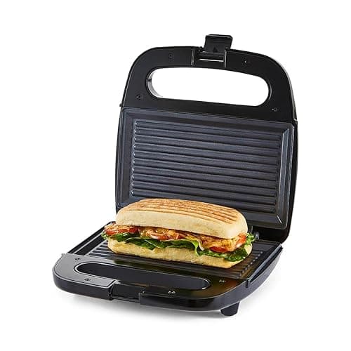 GEEPAS Panini Sandwich Press, 750W 2 Slice Sandwich Toaster | Non-Stick Plates, Grill & Griddle Toasty Maker | Stainless Steel Panini Press | Ideal for Breakfast | 2 Year Warranty - Toasters