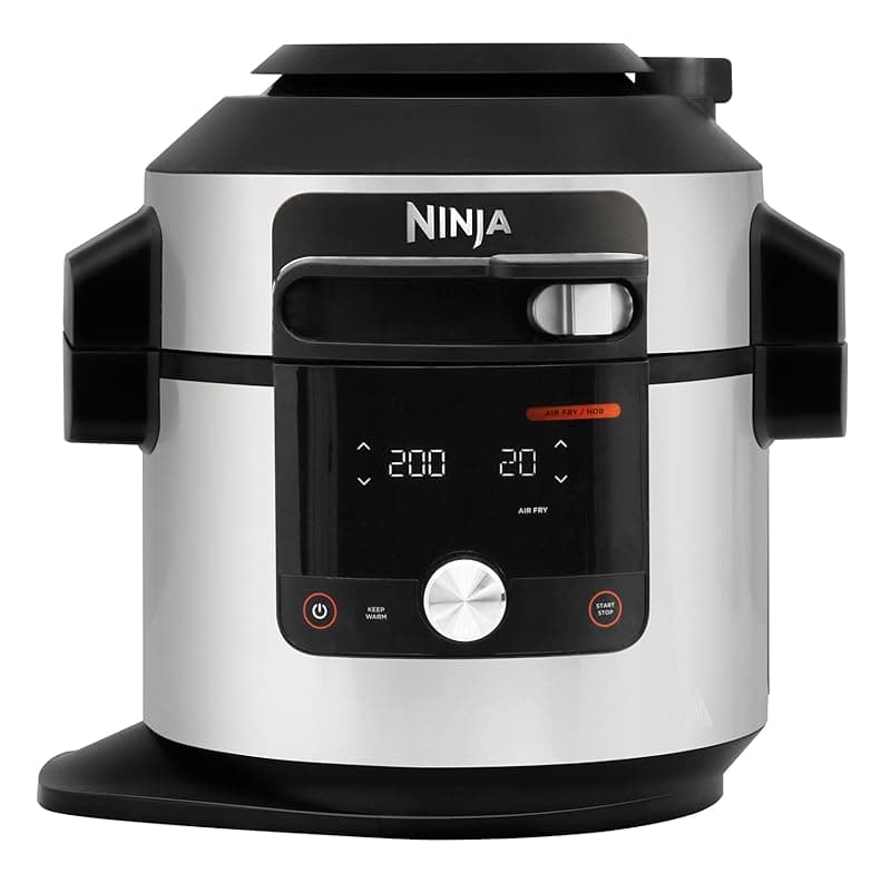 Ninja Foodi MAX 15-in-1 SmartLid Multi-Cooker 7.5L with Digital Probe, Electric Pressure Cooker & Air Fryer, Slow Cook and more, Cooks 6 Portions, Stainless Steel/Black OL750UK - Multi Cookers