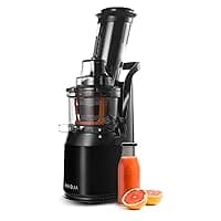 Fridja f1900 Cold Press Juicer, 240W Masticating Slow Juicer with 78mm (3”) BPA-Free Wide Chute, Black Stainless Steel body, Juice, Vegan Nut Milks, Sorbet, Ice Cream, Easy to Clean