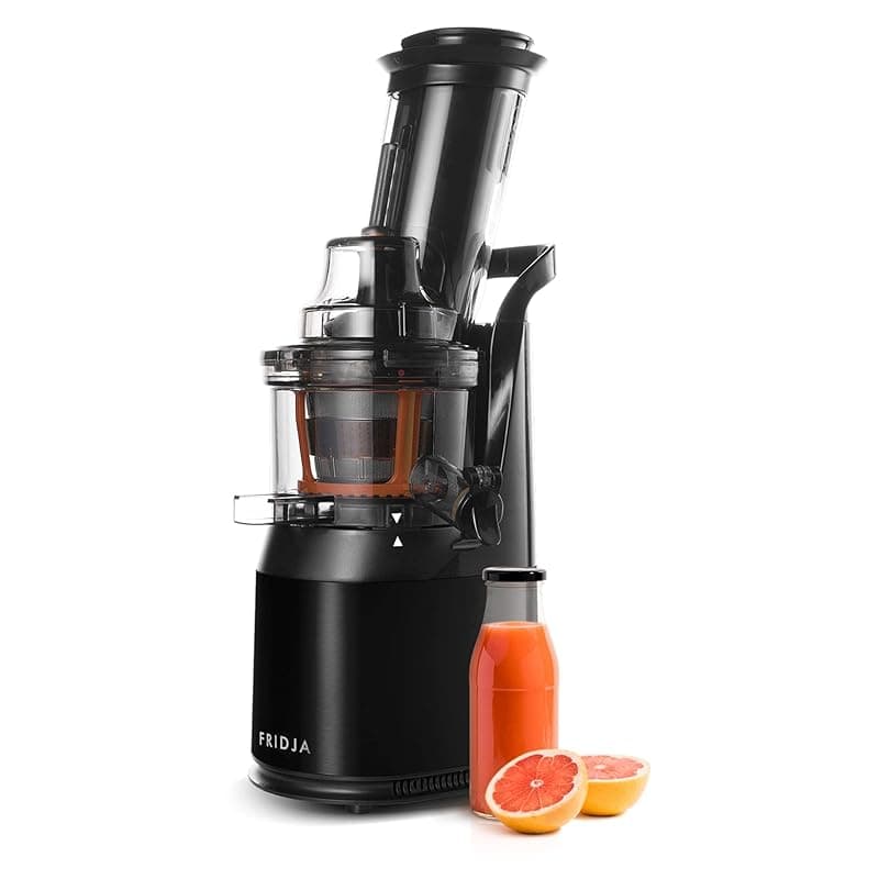 FRIDJA f1900 Cold Press Juicer, 240W Masticating Slow Juicer with 78mm (3”) BPA-Free Wide Chute, Black Stainless Steel body, Juice, Vegan Nut Milks, Sorbet, Ice Cream, Easy to Clean - Juicers