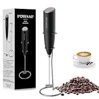 Milk Frother Handheld for Coffee with Stand - POWSAF Hand frother Wand, Electric Whisk Drink Mixer Mini Foamer for Cappuccino, Frappe, Matcha, Hot Chocolate, Silver/Black — Coffee Tea Accessories deal