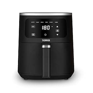 Tower T17205AFR Digital Single Basket Air Fryer, 4L Capacity, Overheat Protection, 1300W, Black, Medium