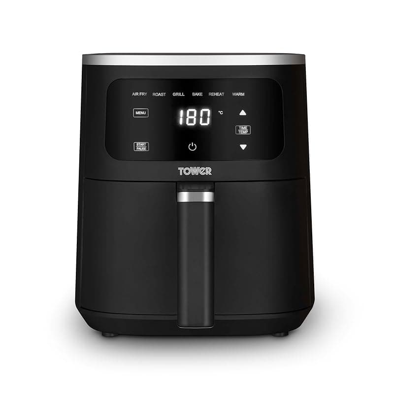 Tower T17205AFR Digital Single Basket Air Fryer, 4L Capacity, Overheat Protection, 1300W, Black, Medium - Air Fryers