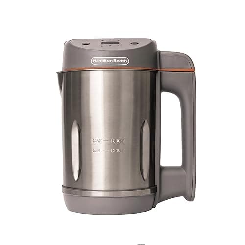Hamilton Beach 3-in-1 Soup Maker, Smoothie Blender & Jam Maker, 1.6L, Easy Read Angled Digital Display, Auto-Stir & Overspill Sensor, Makes 4-6 Portions of Soup, Easy Clean, Grey - HBSM003G - Blenders