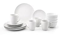 16PC Dinnerware Porcelain White Set: 4 Dinner Plates, 4 Side Plates, 4 Bowls & 4 Mugs. Dishwasher & Microwave Safe. — Tableware deal