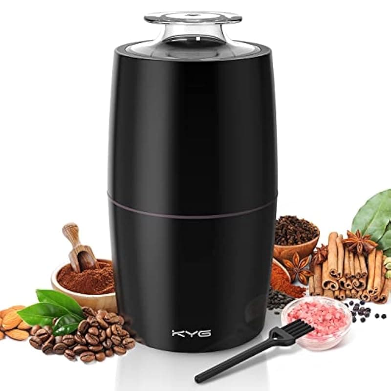 KYG Electric Coffee Grinder 300 W Motor 70 g Capacity Grinders Safety Lock with 304 Stainless Steel Blades Grinder Low Noise 45 dB for Nuts, Spices, etc - Coffee Tea Accessories