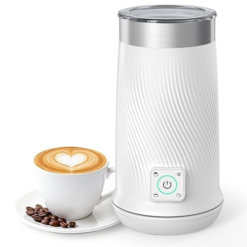 Milk Frother 4-in-1 Electric Milk Steamer, Hot Cold Foam Milk Maker, White