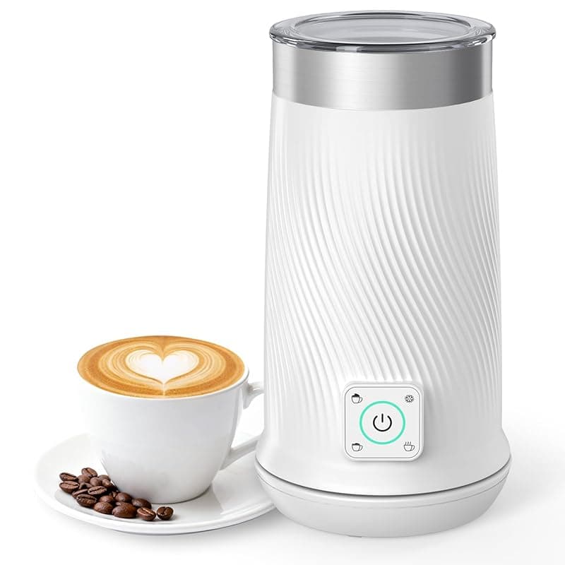 Wowteam Milk Frother 4-in-1 Electric Milk Steamer, Hot Cold Foam Milk Maker, White - Coffee Tea Accessories