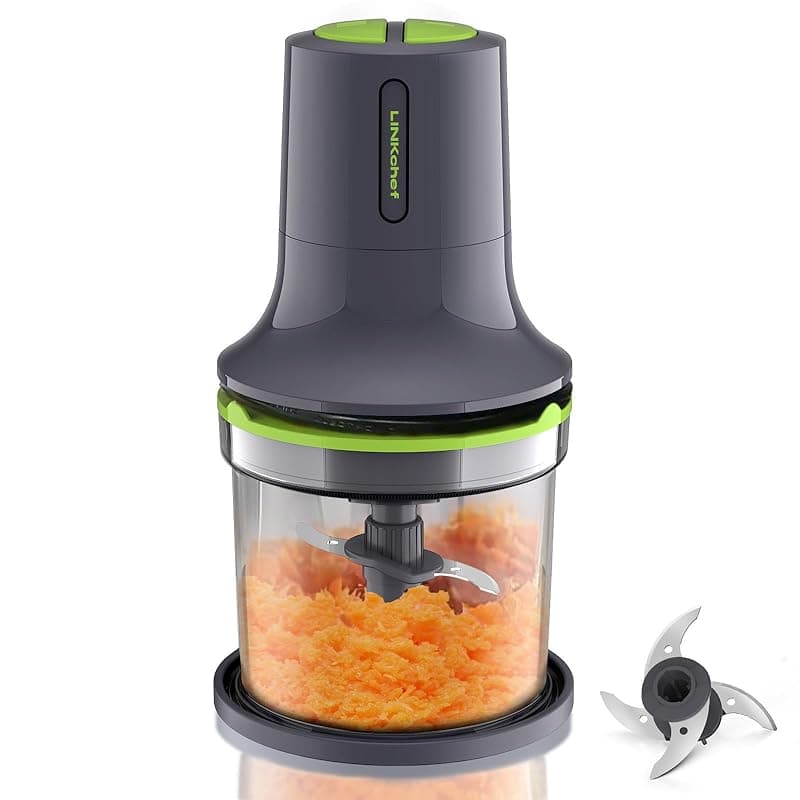 LINKChef Food Processor, Mini Chopper Food Processor Electric, 500ml Capacity Bowl, 2 Speed, 4 Bi-Level Blades, Power Cord Storage, Mini Food Processors for Meat, Vegetables,Onion and Baby Food, 260W - Food Processors