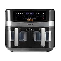 Tower, T17100, Vortx Vizion 9L Dual Basket Air Fryer with Digital control panel & 10 One-touch Pre-sets, Black