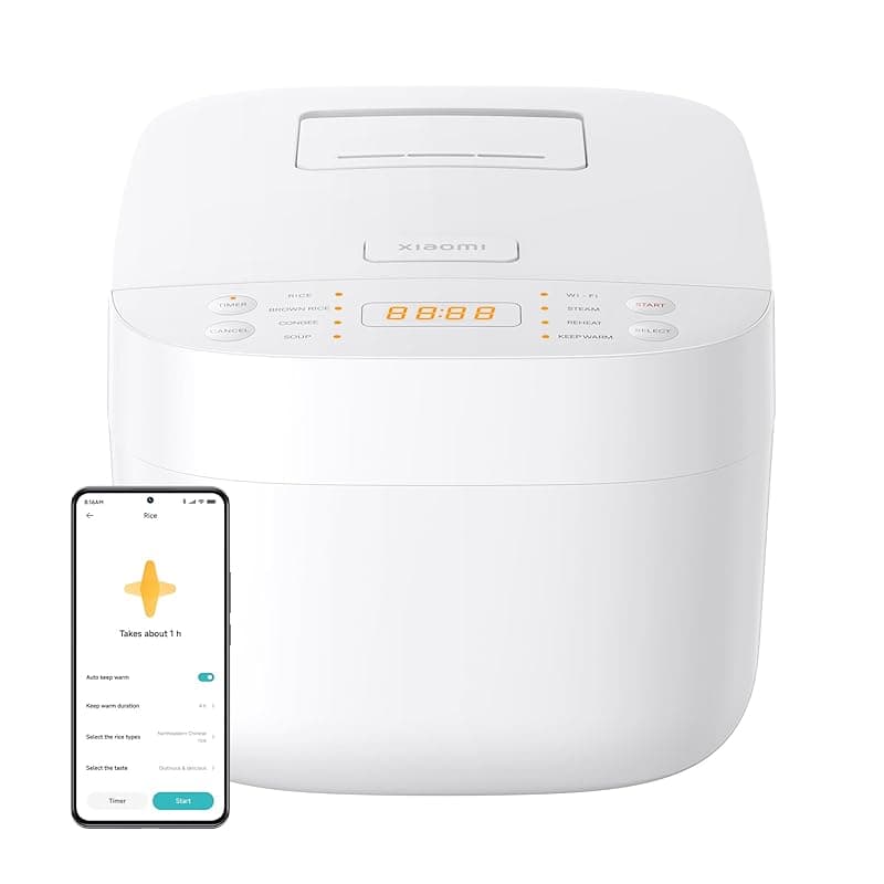 XIAOMI Smart Multifunctional Rice Cooker with Steamer 3L for 2-6 People, 8-in-1 Multi-function Rice Cooker with Intelligent App Control, White - Multi Cookers