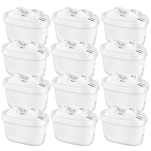 isinlive 12 Pack Replacement Water Filter Cartridges Compatible with Brita Maxtra+ Jug, Brita Style, Mavea Elemaris XL Water Tank, 4 Layers Filtration - Water Filters