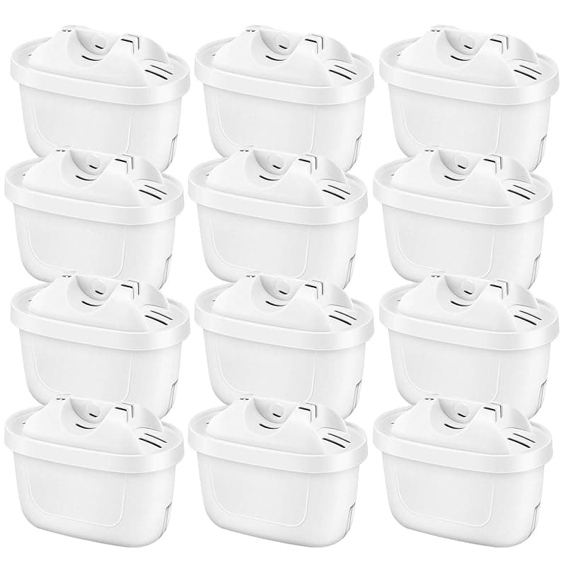 isinlive 12 Pack Replacement Water Filter Cartridges Compatible with Brita Maxtra+ Jug, Brita Style, Mavea Elemaris XL Water Tank, 4 Layers Filtration - Water Filters