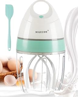 MIGECON Electric Milk Frother, Automatic Stand Mixer, Portable Kitchen Food Mixer for Baking, Rechargeable Shampoo & Pet Foam Maker, for Latte Coffee Chocolate, White