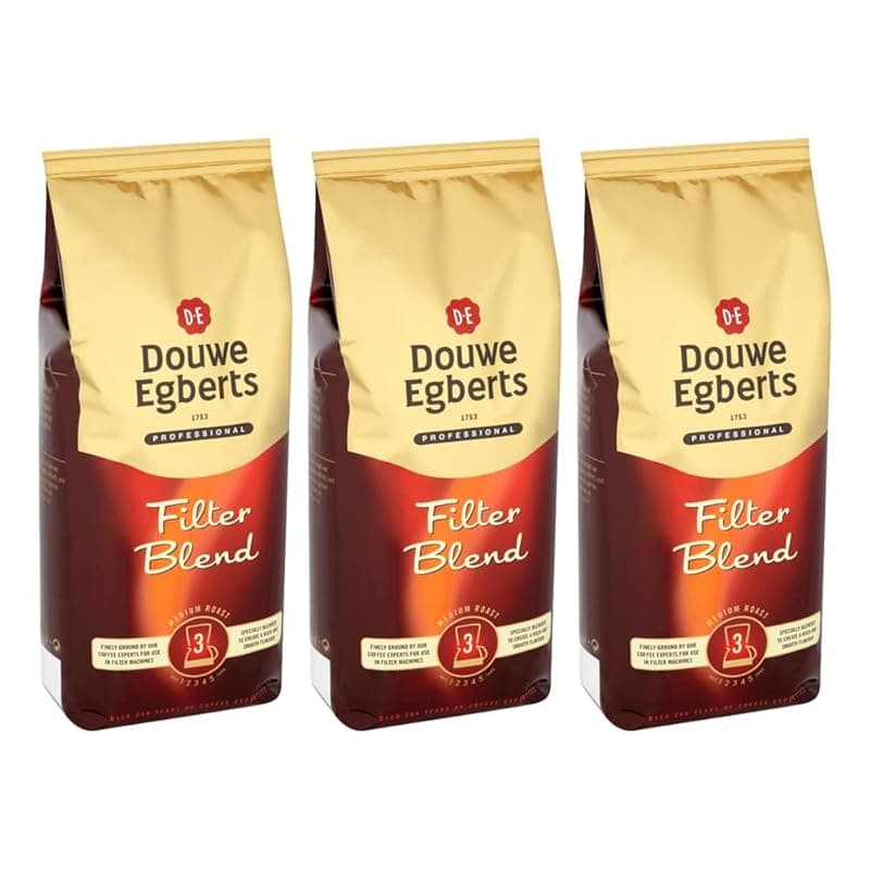 JDE Douwe Egberts Professional Filter Blend Coffee 3KG French Press Cafetiere Ground Bag (3 x 1kg Bags) - Coffee Tea Accessories