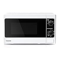 TOSHIBA 20 Liter 800W Manual Control Solo Small Microwave, Compact with 5 Power Levels, Automatic Defrost Function, Perfect for 9'' pizza, Clock and Timer, Easy Clean, White- MM-MM20P(WH)