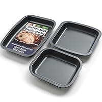 Set of 3 Premium Non-Stick Deep Oven Roasting Trays Set | Lead, PFAS & PTFE Free | Deep, Stackable, Easy Clean, Dishwasher Safe | Perfect for Roast, Baking & Tray Bakes